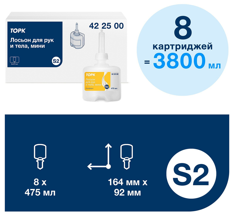Лосьон для тела и рук косметический без запаха Торк Комфорт, 0,475 мл, S2