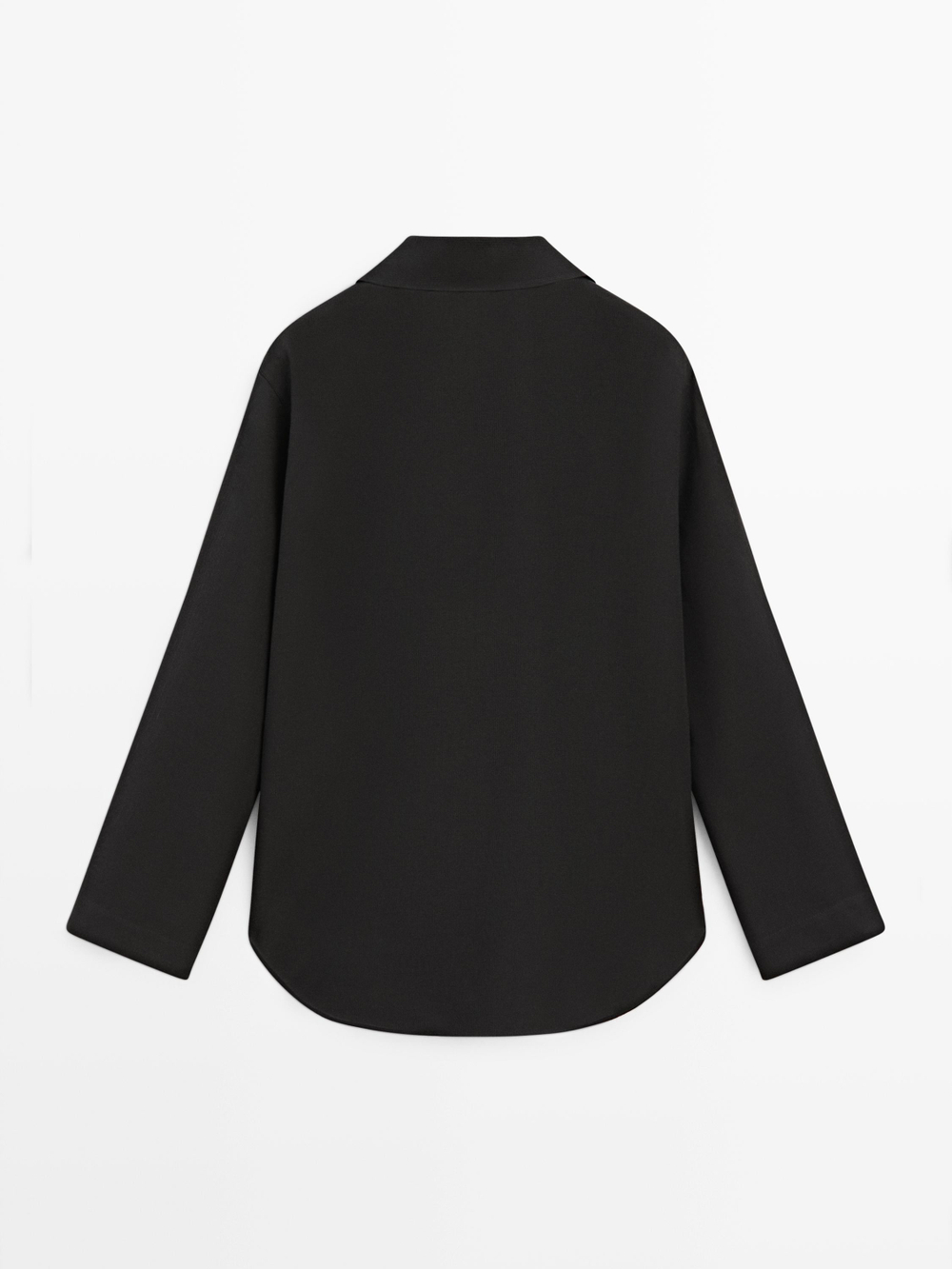 Massimo Dutti Рубашка из струящегося смесового хлопка с V-образным вырезом, коричневый