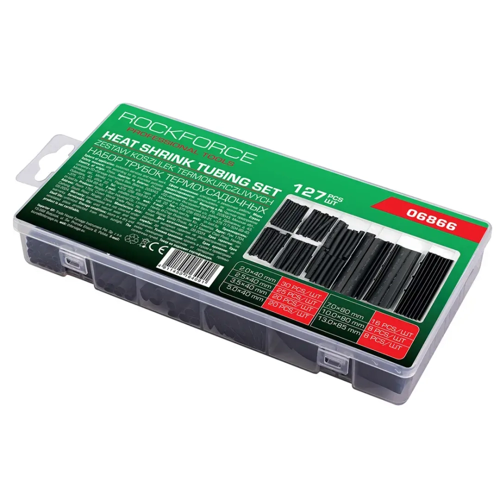 Трубки термоусадочные, набор 127пр. RockFORCE RF-06866