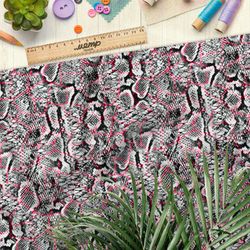 Ткань бязь чёрно-белая чешуя змеи в разводах