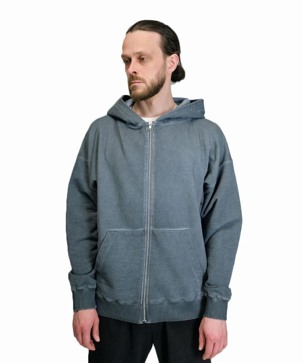 Худи Logo на молнии garment dye темно-серый - фото 2