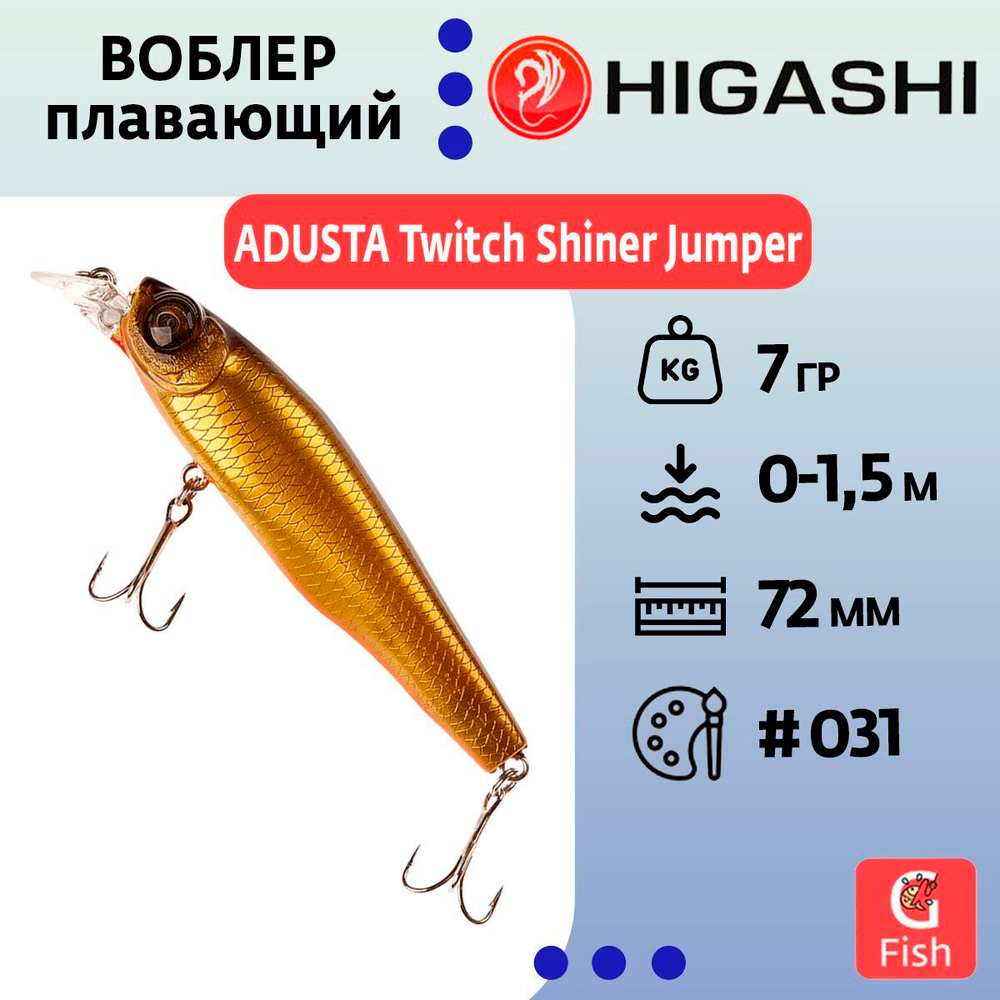 Воблер ADUSTA Twitch Shiner Jumper 72F 7гр #046 Yellow Chart