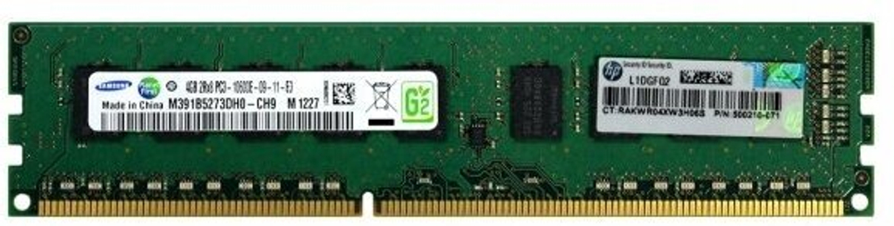 Модуль памяти HP 4GB (1x4GB) Dual Rank x8 PC3-10600 (DDR3-1333) Unbuffered CAS-9 Memory Kit, 500672-B21, 501541-001,