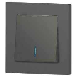 Выключатель Intro Accent 6-102-07 с подсветкой, 10А-250В, IP20, СУ, AL/CU, графит