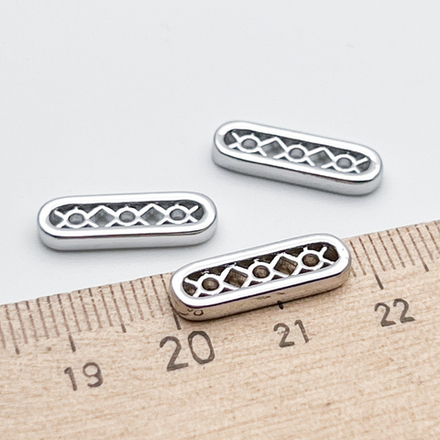 Коннектор-разделитель на 3 нити, цвет серебро (родий), размер 18*6 мм, цена за 1 шт