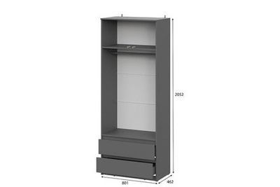 Den Шкаф двухстворчатый с ящиками Графит серый