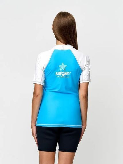 Футболка рашгард лонгслив Sargan Агидель UPF 50+ женская белый/голубой