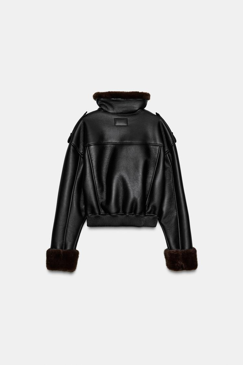 ZARA ДУБЛЕНКА-БОМБЕР ИЗ ИСКУССТВЕННОЙ КОЖИ, ЧЕРНЫЙ