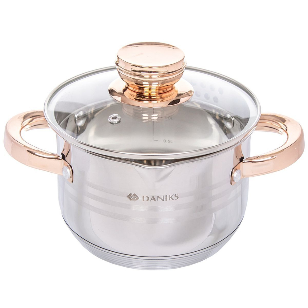 Кастрюля нерж, 2 л, с крыш, Daniks, Вена, SD-Т87-16, индукц