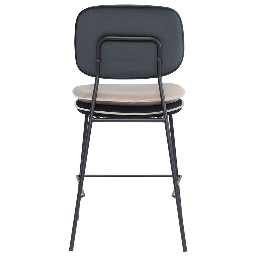 Стул полубарный с контрастным кантом Pea, велюр, темно-серый/бежевый