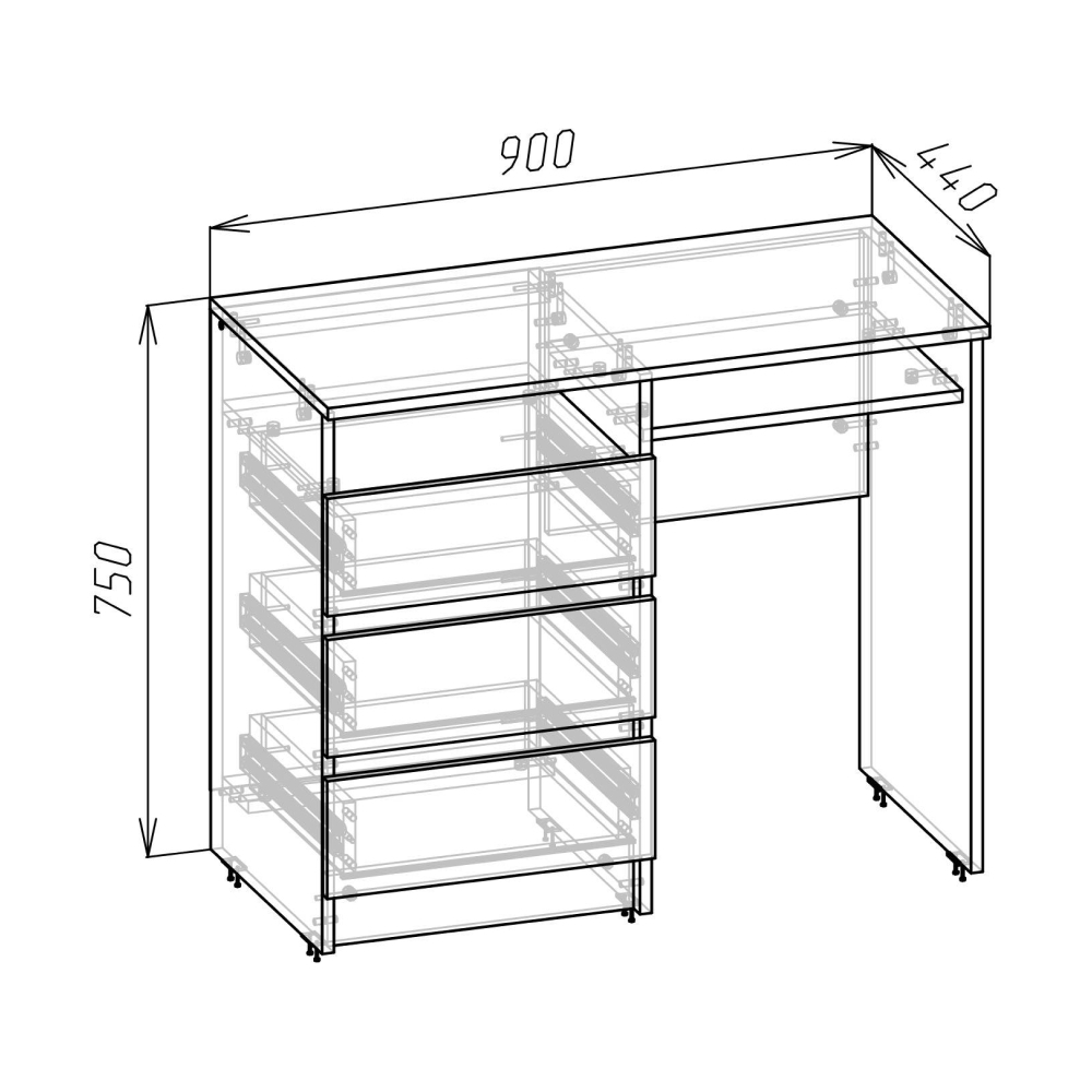 Столик туалетный Зара, дуб крафт золотой, крафт белый