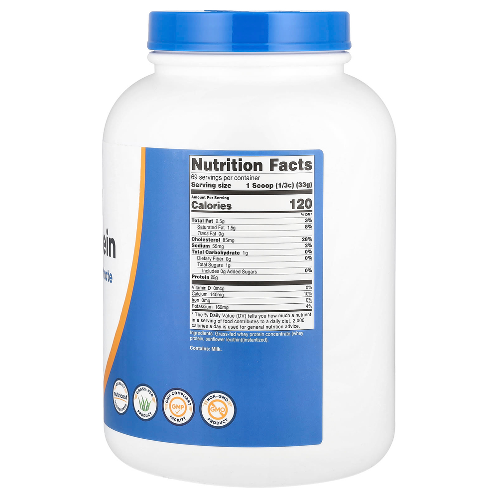 Nutricost, Концентрат сывороточного протеина травяного откорма, без добавок, 2268 г (5 фунтов)