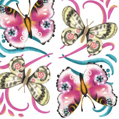 Бабочки с завитушками