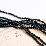 Шерл граненый бусины (черный турмалин), диаметр около 2,2 мм, цена за нить 38 см