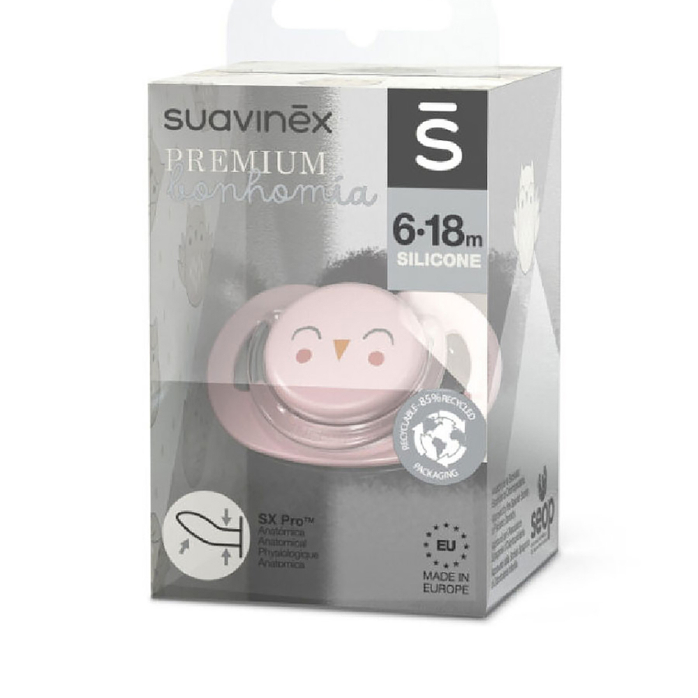 Пустышка анатомическая Suavinex Bonhomia SX Pro розовый, 6–18 мес