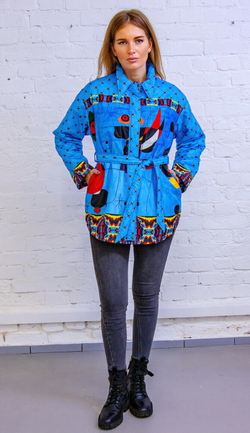 Куртка-рубашка "Миро синий", по мотивам абстрактной живописи Жоан Миро
