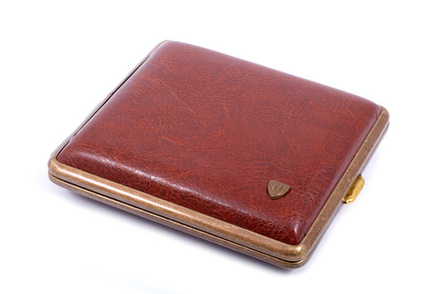 Портсигар Stoll на 18 сигарет, экокожа, Коричневый