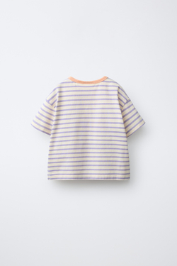 ZARA ФУТБОЛКА В ПОЛОСКУ, ЦВЕТ МАЛЬВЫ