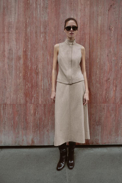 ZARA ЮБКА-МИДИ, РЫЖЕВАТО-КОРИЧНЕВЫЙ