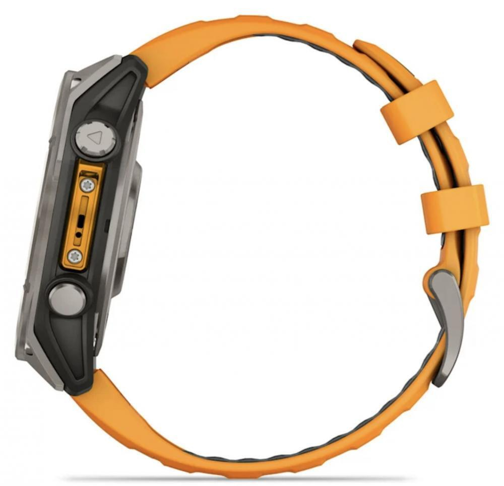 Умные часы Garmin Fenix 8, 47 мм, AMOLED, Sapphire Titanium with spark orange/graphite silicone band