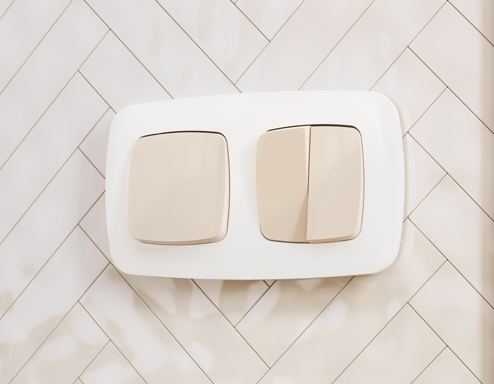 MO301010 Комплект механизма 1-кл выключателя OMEGA Бежевый глянец QUANT (OP3010, VM101)