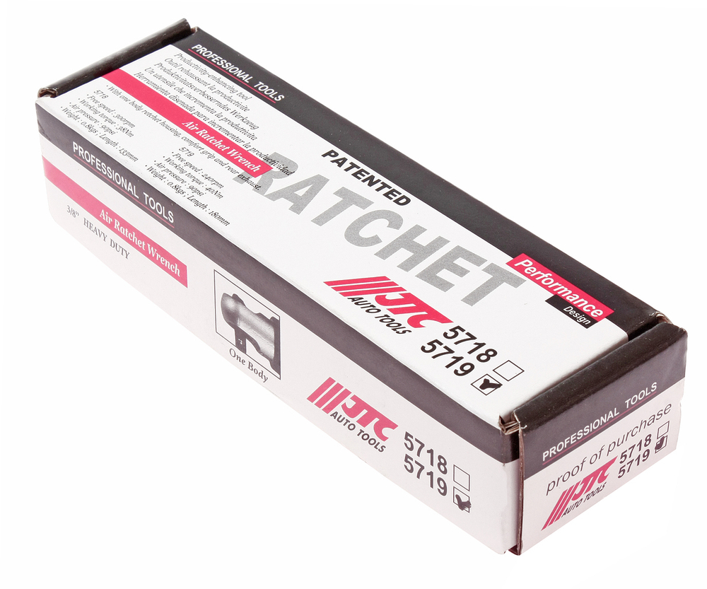 Ключ трещотка пневматический 3/8" 40Нм 90PSI 240об/мин. 180мм усиленный JTC