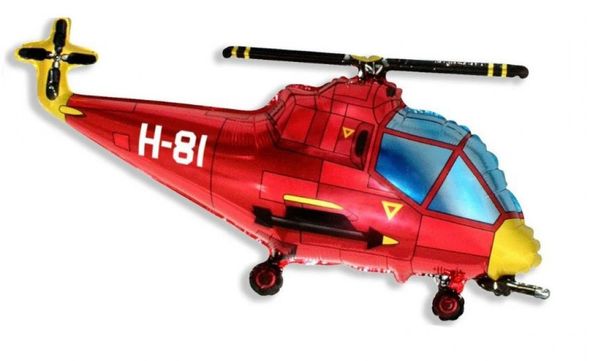 Шар фигура мини Вертолет красный 36см