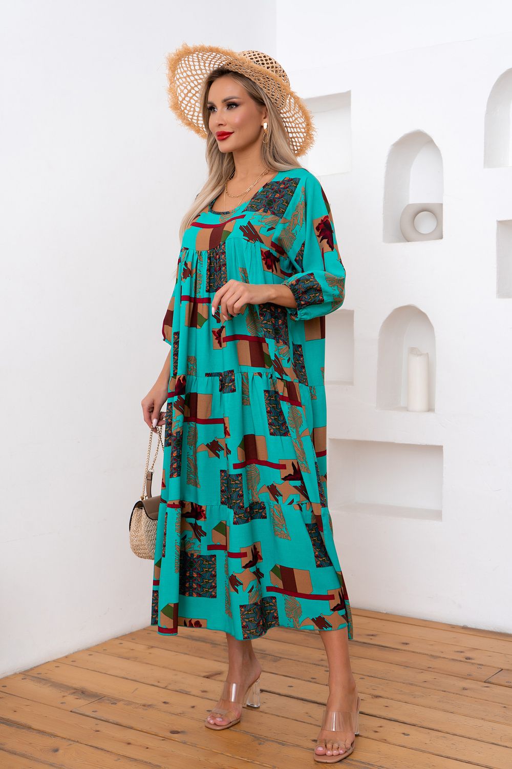 Платье Серенада (мята/абстракция) Р11-1044/7 Nikol (Акция)