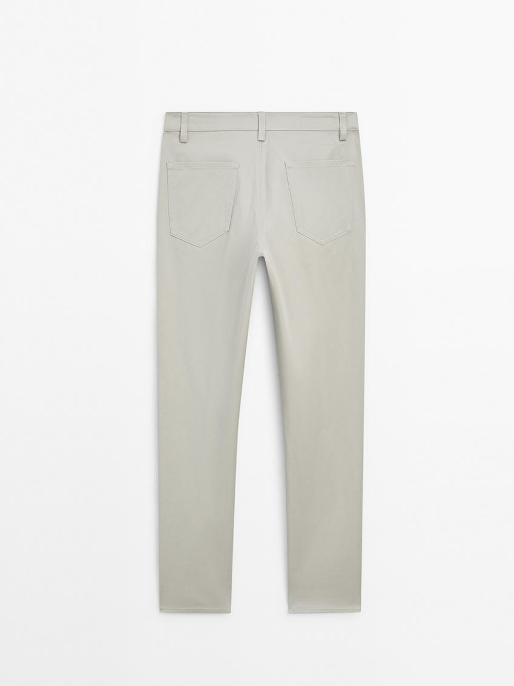 Massimo Dutti Зауженные джинсовые брюки из смесового хлопка, бежевый