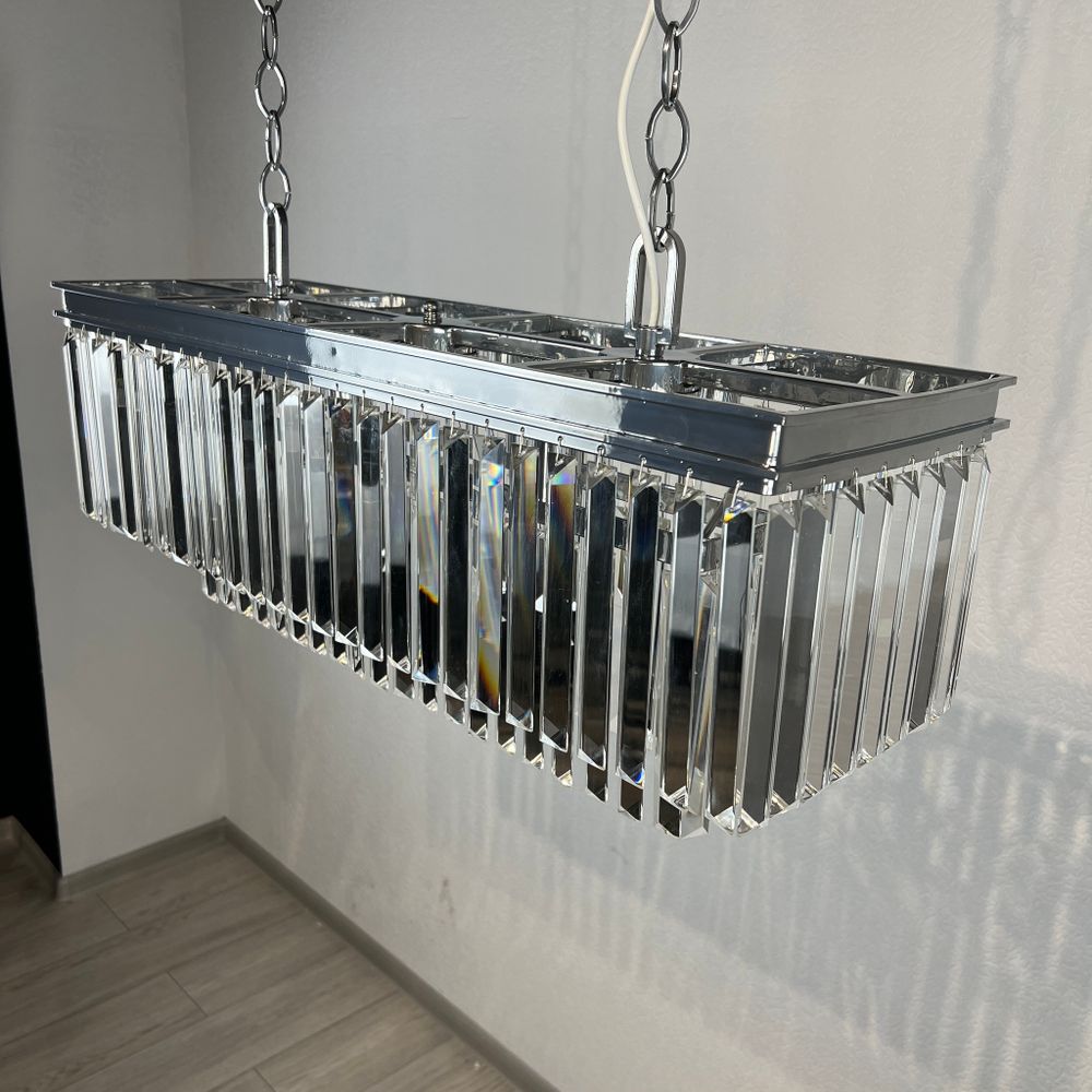 Подвесная Люстра Rh 1920S Odeon Clear Glass Fringe Chrome By Imperiumloft