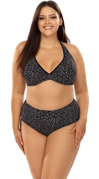 Раздельный купальник plus size в крапинку (Размер: 85C/42) (Цвет: черный)