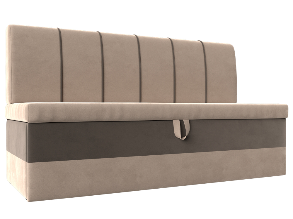 Диван кухонный прямой Энигма, Бежевый\Коричневый, Велюр, 112878