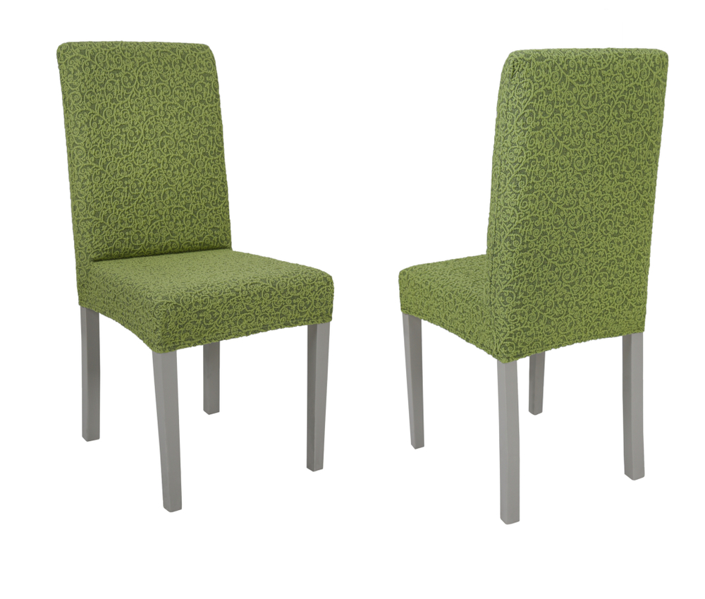 Чехол на стул без оборки Жаккард, цвет Зеленый светлый, Набор 4 шт.