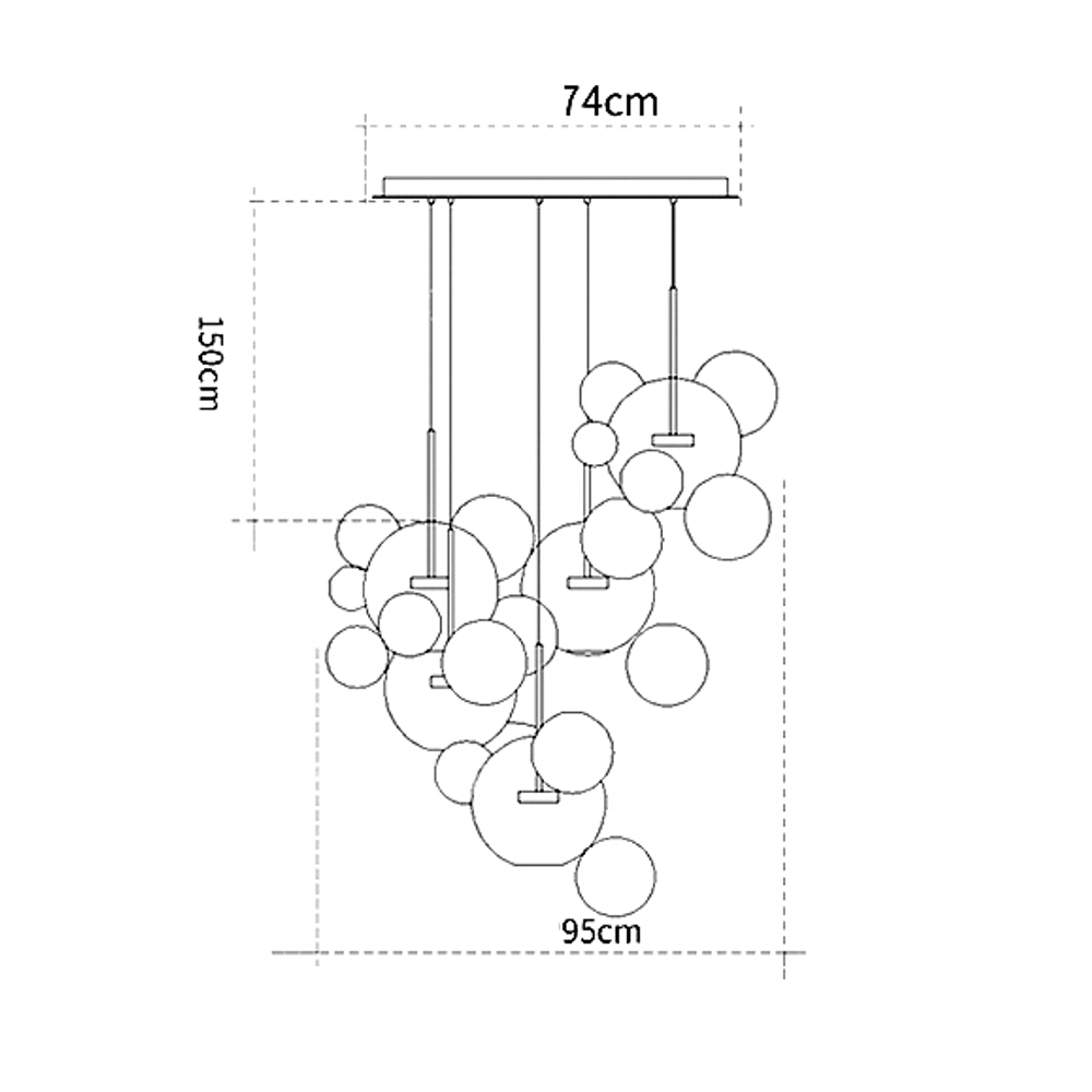 Pendant design lamp   Bolle by Giopato & Coombes (5 lampshades,  Round)