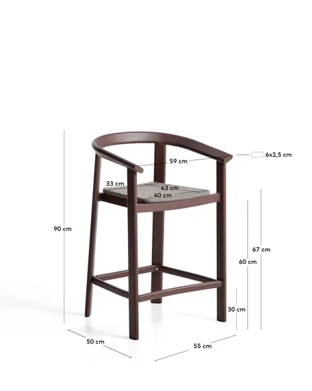 Уличный полубарный стул Erice из алюминия и веревки коричневого цвета, 75 см