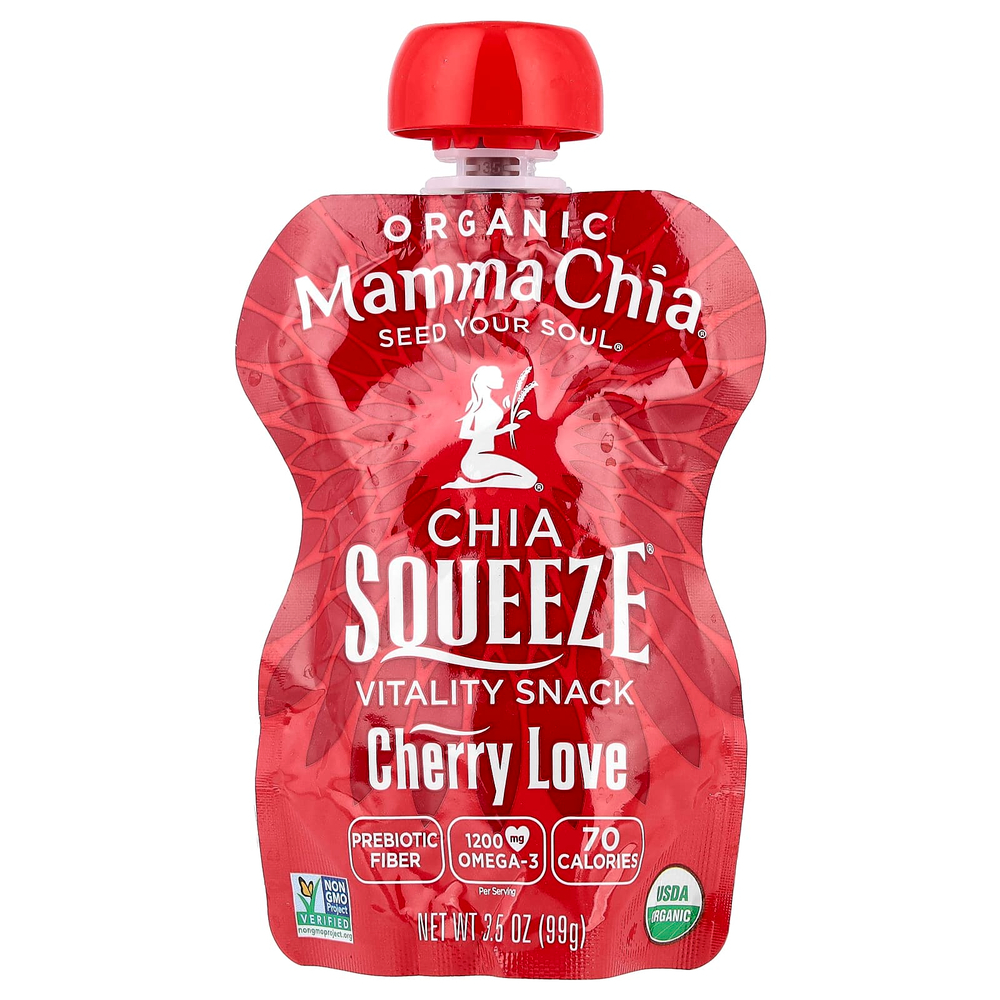Mamma Chia, Organic Chia Squeeze, Vitality Snack, Cherry Love, 8 порций, 99 г (3,5 унции)