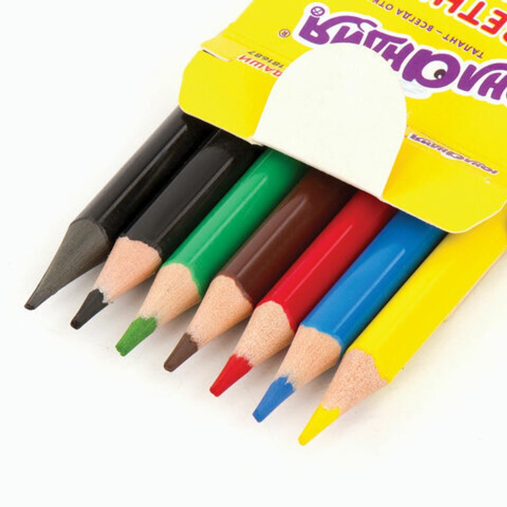 Карандаши цветные ЮНЛАНДИЯ "ВОЗДУШНЫЙ ШАР", 6 цветов + 1 чернографитный, пластиковые, трехгранные, 181687