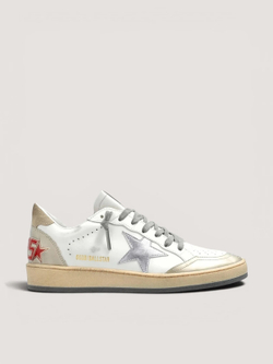 Ball Star in white leather with silver star and red heel tab