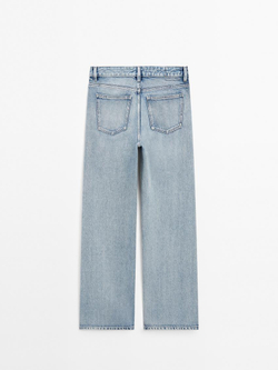 Massimo Dutti Широкие джинсы со средней посадкой, голубой