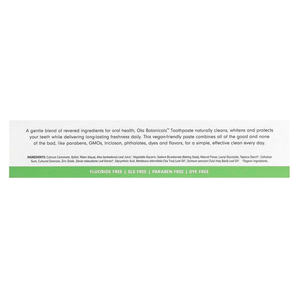 Dr. Mercola, Ola Botanicals, зубная паста, без фторида, тулси и мята, 85 г (3 унции)
