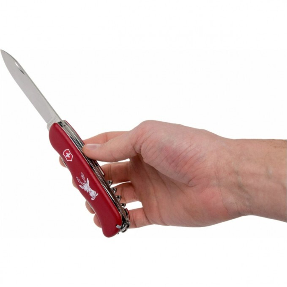 Нож Victorinox Hunter, 111 мм, 12 функций, с фиксатором лезвия, красный