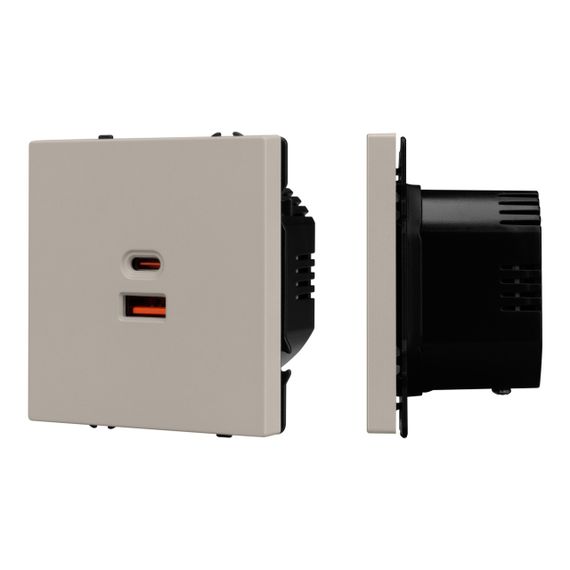 Механизм розетки с быстрой USB зарядкой SCT-NOBE-MUAC-SFPL-FC-CA (65W, QC3) Arlight 059446