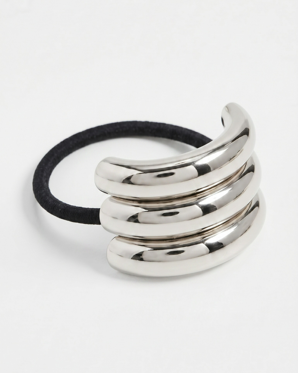 Резинка для волос металлическое полукольцо «TRIPLE HAIR CUFF SILVER», золото/серебро