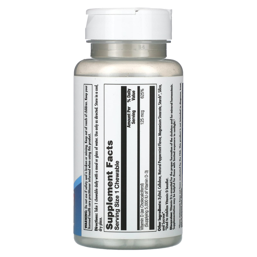 KAL, D-3, перечная мята, 125 мкг (5000 МЕ), 60 жевательных таблеток