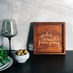 Деревянная менажница из кедра для подачи блюд и закусок с гравировкой "Stay at heart forever going"