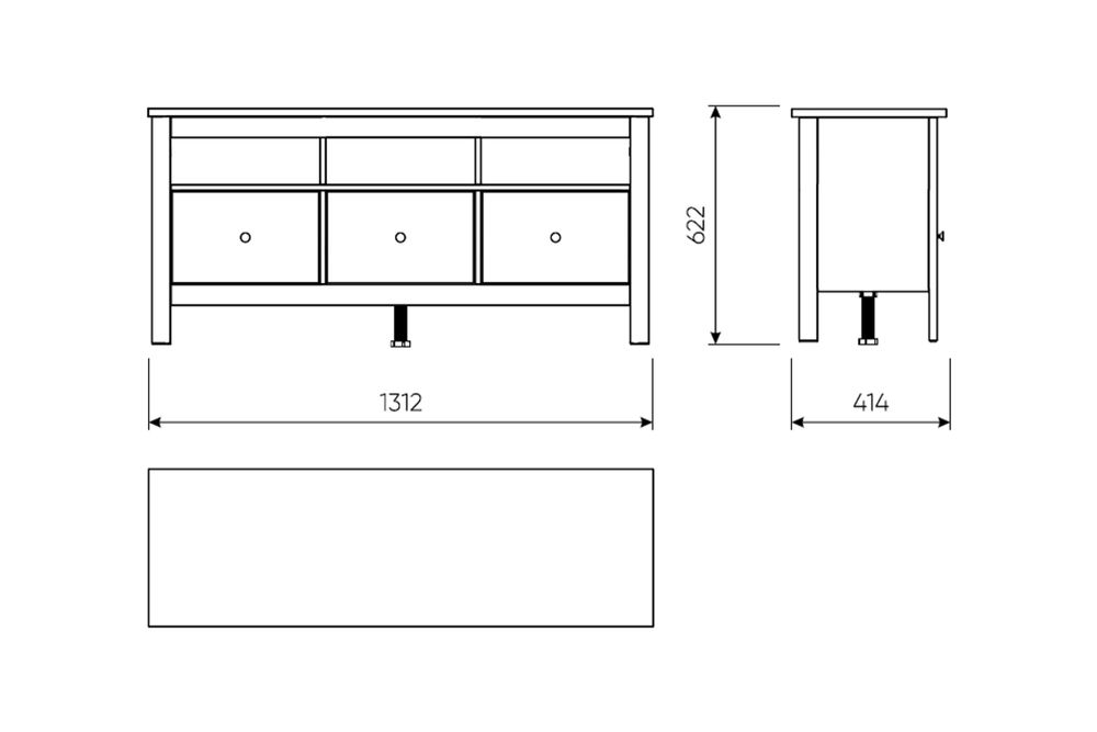 Тумба САГА 3 ящика белая/ясень