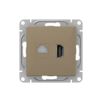 Механизм розетки HDMI+RJ45 (cat5), шампань Эпика EKF