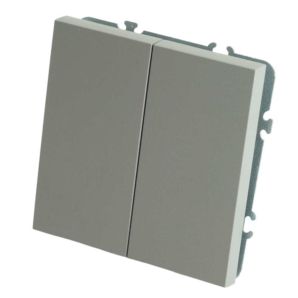 Переключатель перекрестный 2-клавишный (механизм), STEKKER, 250В, 10А, серия Эмили, RSW10-5111-10, платиново-серый, soft touch 50166