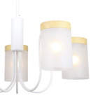 Люстра на штанге 5x40Вт E14, металл/стекло, белый/дерево, матовый плафон