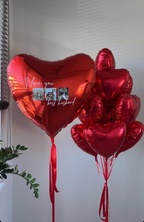 Воздушные шары Красные сердца с фотографиями №2549